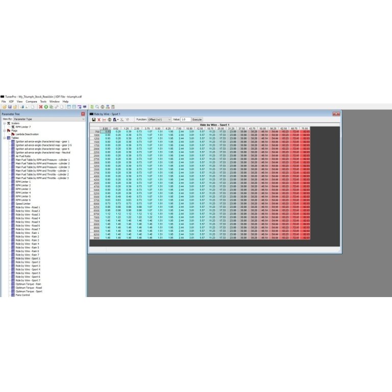 Triumph Speed Triple R Advanced Remap Table In XDF Format For TunerPro